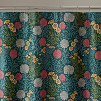 Zinnia Floral Classic Smooth Sateen Shower Curtain - Deep Teal,Deep Teal