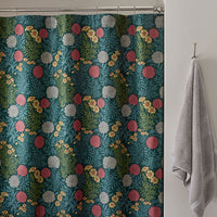 Zinnia Floral Classic Smooth Sateen Shower Curtain - Deep Teal,Deep Teal