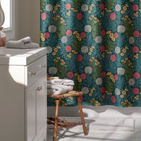 Zinnia Floral Classic Smooth Sateen Shower Curtain - Deep Teal,Deep Teal