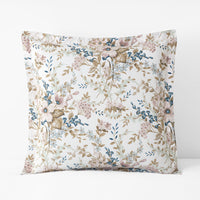 Blooming Floret Garment Washed Cotton Percale Reversible Sham - Blush, Euro,Blush
