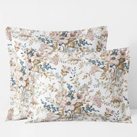 Blooming Floret Garment Washed Cotton Percale Reversible Sham - Blush, Standard,Blush