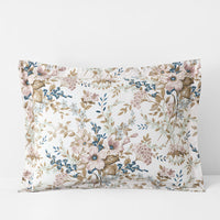 Blooming Floret Garment Washed Cotton Percale Reversible Sham - Blush, Standard,Blush