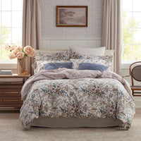Blooming Floret Garment Washed Cotton Percale Reversible Duvet Cover Set - Blush, Twin/Twin XL,Blush
