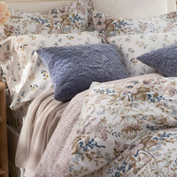 Blooming Floret Garment Washed Cotton Percale Reversible Duvet Cover Set - Blush, Twin/Twin XL,Blush