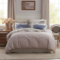Blooming Floret Garment Washed Cotton Percale Reversible Duvet Cover Set - Blush, Twin/Twin XL,Blush