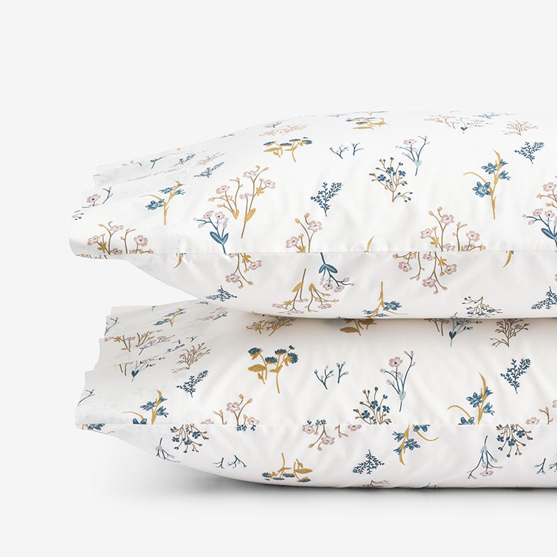 Blooming Bouquet Garment Washed Cotton Percale Pillowcase Set - Multi, Standard,Multi