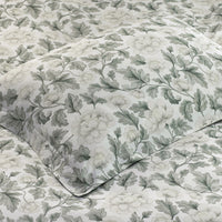 Elegant Floral Garment Washed Cotton Percale Reversible Sham - Green, Standard,Green