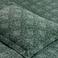 Elegant Floral Garment Washed Cotton Percale Reversible Sham - Green, Standard,Green