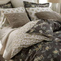 Charming Floral Garment Washed Cotton Percale Reversible Sham - Cocoa Brown, Standard,Cocoa Brown