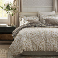 Charming Floral Garment Washed Cotton Percale Reversible Sham - Cocoa Brown, Standard,Cocoa Brown