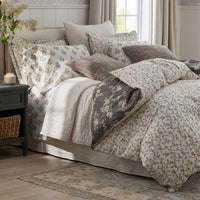 Charming Floral Garment Washed Cotton Percale Reversible Sham - Cocoa Brown, Standard,Cocoa Brown