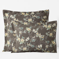 Charming Floral Garment Washed Cotton Percale Reversible Sham - Cocoa Brown, Standard,Cocoa Brown