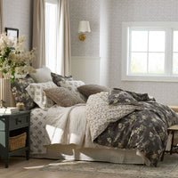 Charming Floral Garment Washed Cotton Percale Reversible Duvet Cover Set - Cocoa Brown, Twin/Twin XL,Cocoa Brown