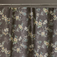 Charming Floral Garment Washed Cotton Percale Shower Curtain - Cocoa Brown,Cocoa Brown