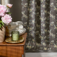 Charming Floral Garment Washed Cotton Percale Shower Curtain - Cocoa Brown,Cocoa Brown