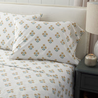 Charming Garden Garment Washed Cotton Percale Bed Sheet Set - Golden Caramel, Twin,Golden Caramel
