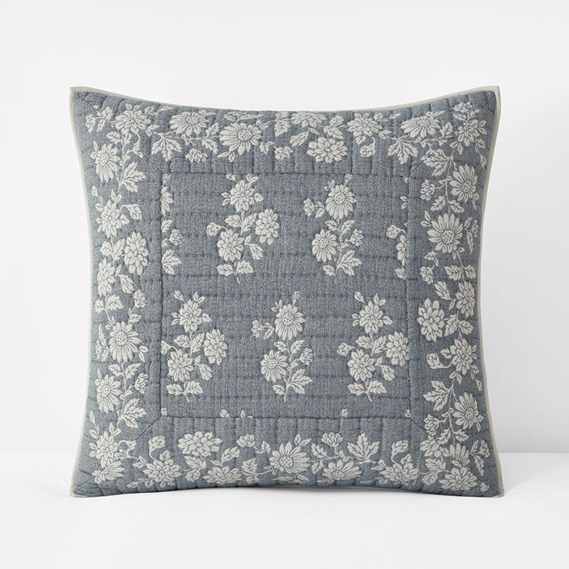 Isolde Quilted Sham - Blue, Euro,Blue