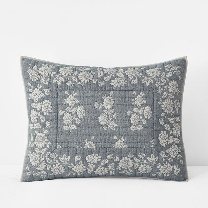 Isolde Quilted Sham - Blue, Standard,Blue