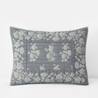 Isolde Quilted Sham - Blue, Standard,Blue