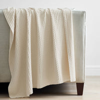 Chevron Texture Throw - Off White,Off White