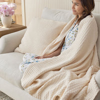 Chevron Texture Throw - Off White,Off White