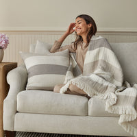 Stripe Texture Decorative Square Pillow Cover - Natural, 20 in. x 20 in.,Natural