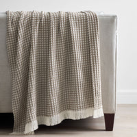 Checkered Fringe Throw - Mocha,Mocha