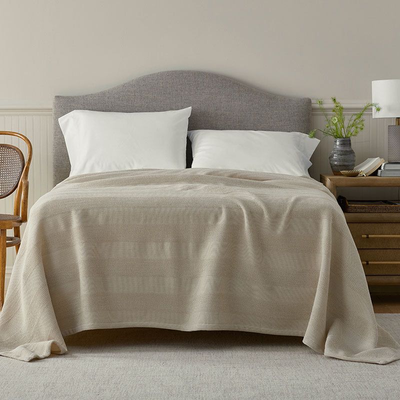 Waffle Stripe Blanket - Beige, King/Cal. King,Beige