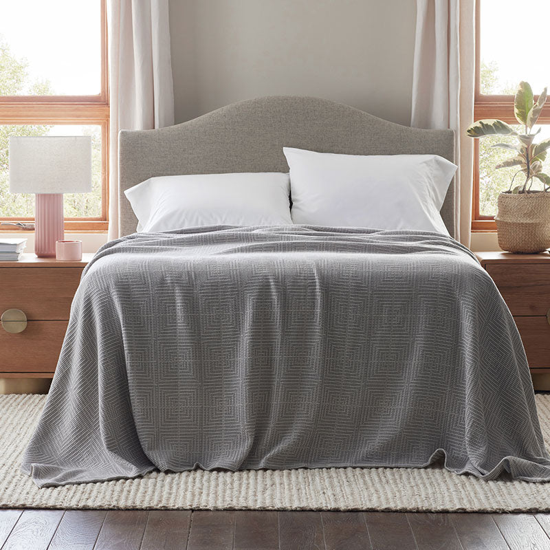 Square Maze Blanket - Blue Stone, Twin/Twin XL,Blue Stone