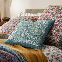 Nora Floral Reversible Decorative Square Pillow Cover - Blue Multi, 20 in. x 20 in.,Blue Multi