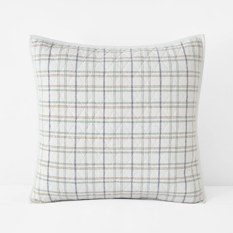 Alerie Yarn-Dyed Plaid Quilted Sham - Parchment, Euro,Parchment