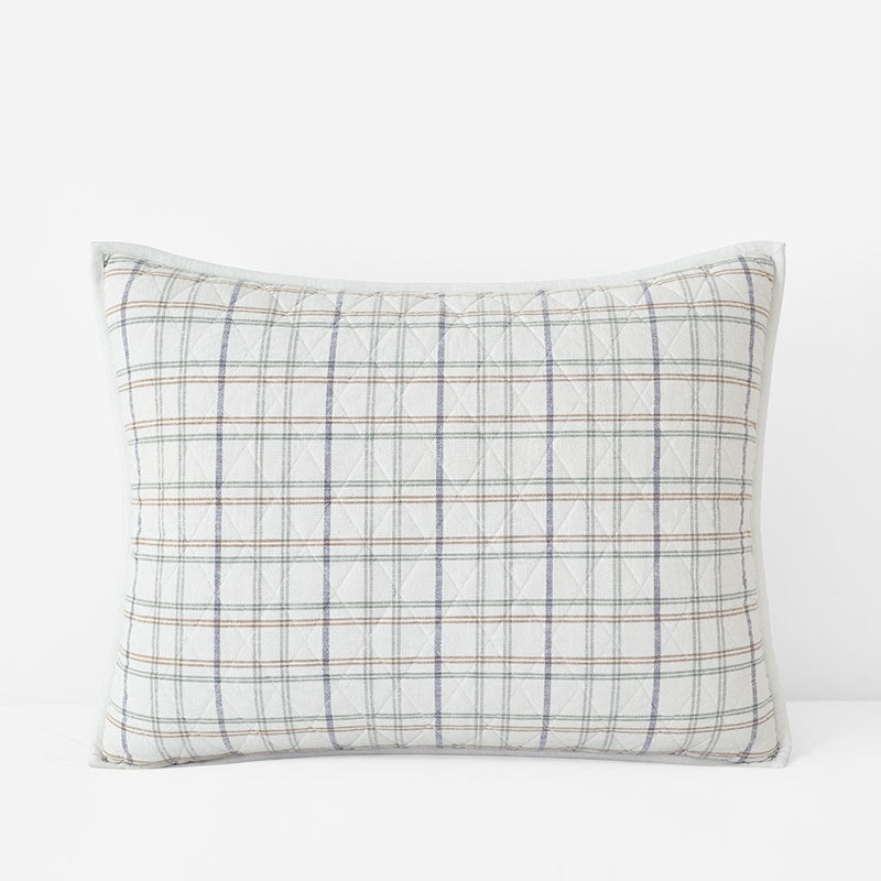 Alerie Yarn-Dyed Plaid Quilted Sham - Parchment, Standard,Parchment