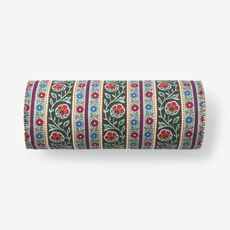 Nora Floral Stripe Decorative Bolster Pillow Cover - Multi, 8 in. x 20 in.,Multi