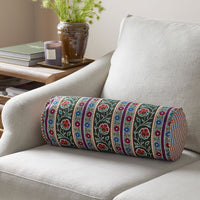 Nora Floral Stripe Decorative Bolster Pillow Cover - Multi, 8 in. x 20 in.,Multi
