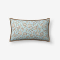Joyous Flower Reversible Decorative Lumbar Pillow Cover - Blue Multi, 12 in. x 21 in.,Blue Multi