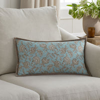 Joyous Flower Reversible Decorative Lumbar Pillow Cover - Blue Multi, 12 in. x 21 in.,Blue Multi