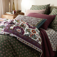 Nora Floral Leaf Reversible Decorative Lumbar Pillow Cover - Red Multi, 14 in. x 30 in.,Red Multi