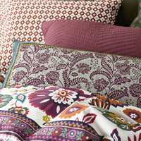 Nora Floral Leaf Reversible Decorative Lumbar Pillow Cover - Red Multi, 14 in. x 30 in.,Red Multi