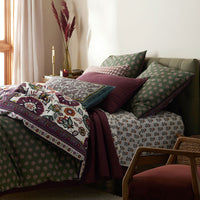 Nora Floral Leaf Reversible Decorative Lumbar Pillow Cover - Red Multi, 14 in. x 30 in.,Red Multi