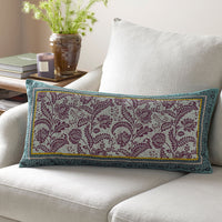 Nora Floral Leaf Reversible Decorative Lumbar Pillow Cover - Red Multi, 14 in. x 30 in.,Red Multi