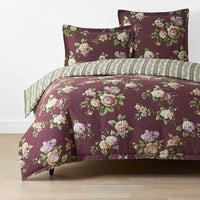 Peony Hydrangea Reversible Duvet Cover - Burgundy, Twin/Twin XL,Burgundy