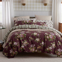 Peony Hydrangea Reversible Duvet Cover - Burgundy, Twin/Twin XL,Burgundy