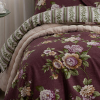 Peony Hydrangea Reversible Duvet Cover - Burgundy, Twin/Twin XL,Burgundy