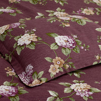 Peony Hydrangea Reversible Duvet Cover - Burgundy, Twin/Twin XL,Burgundy