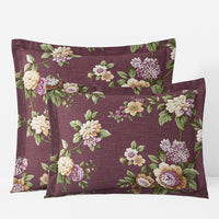 Peony Hydrangea Reversible Sham - Burgundy, Standard,Burgundy