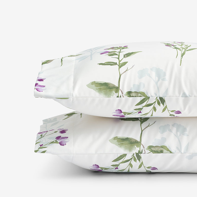 Iris Bloom Premium Smooth Wrinkle-Free Sateen Pillowcase Set - Cream Multi, Standard,Cream Multi