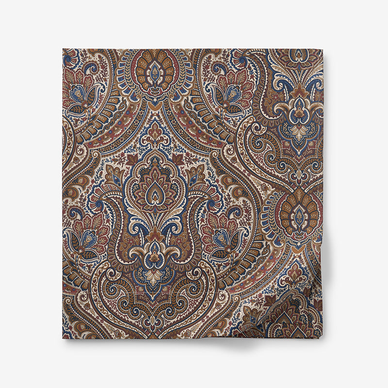 Royal Paisley Premium Smooth Wrinkle-Free Sateen Flat Bed Sheet - Copper, Twin/Twin XL,Copper