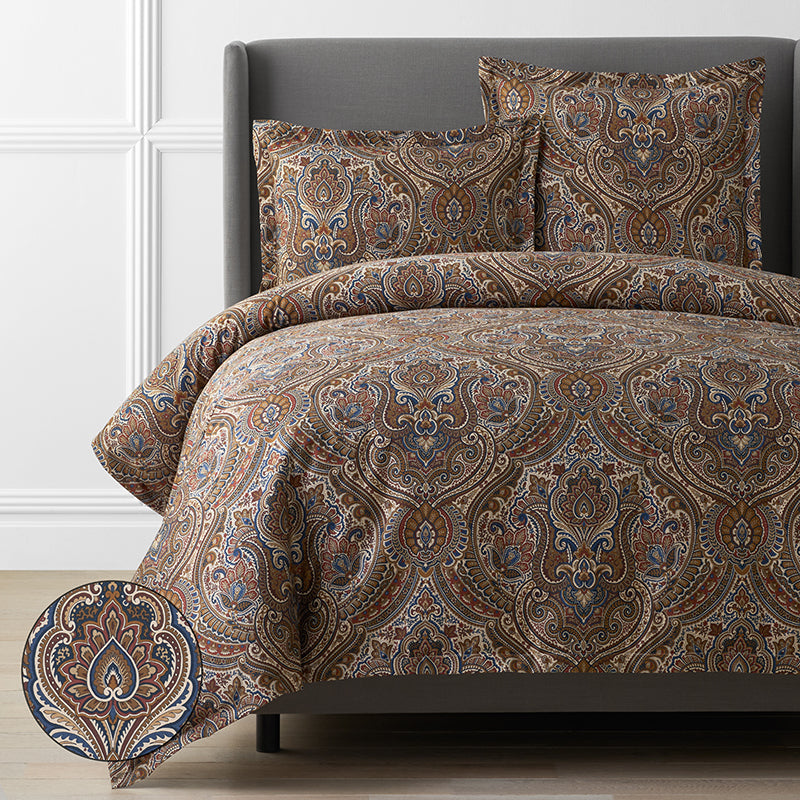 Royal Paisley Premium Smooth Wrinkle-Free Sateen Duvet Cover - Copper, Twin/Twin XL,Copper