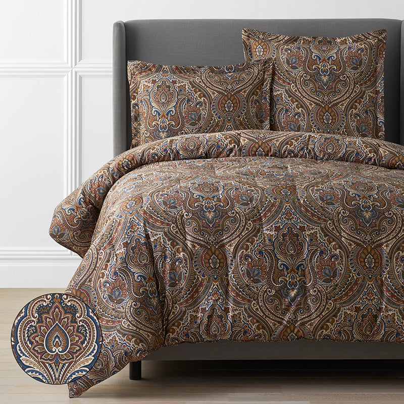 Royal Paisley Premium Smooth Wrinkle-Free Sateen Comforter - Copper, Twin/Twin XL,Copper