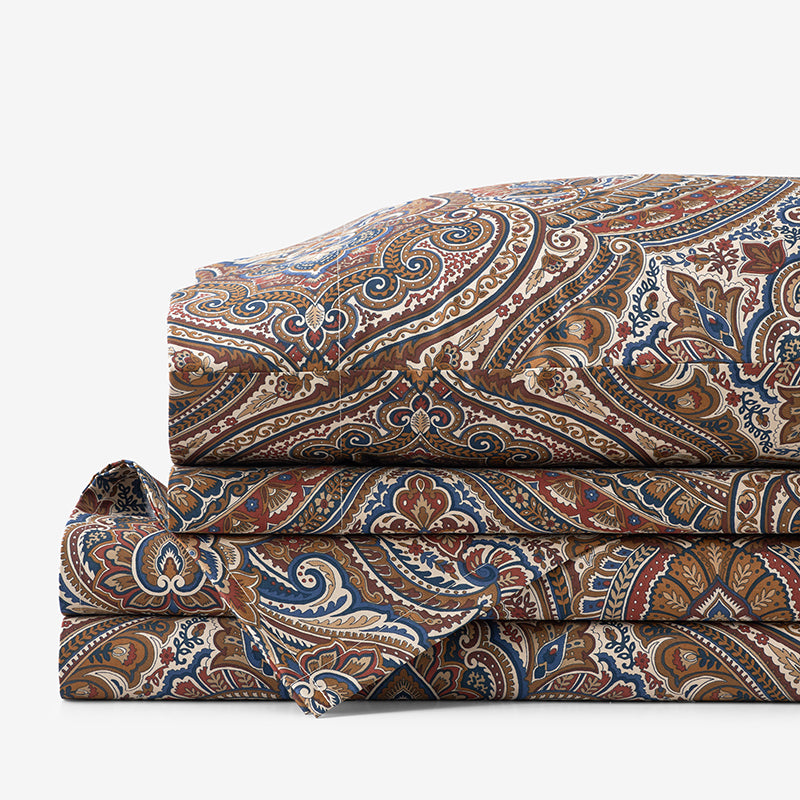Royal Paisley Premium Smooth Wrinkle-Free Sateen Bed Sheet Set - Copper, Twin,Copper
